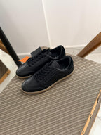 ZEGNA Valencia Grained Leather Sneakers (Black / Gum Sole)