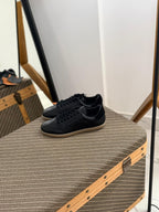 ZEGNA Valencia Grained Leather Sneakers (Black / Gum Sole)