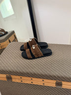 Hermès Chypre Sandals (Brown Suede)